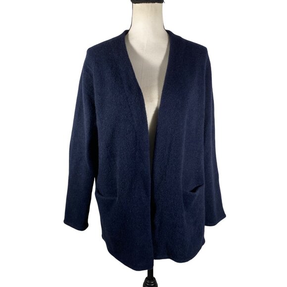 Jenni Kayne Womens Navy Wool Yak Blend open front Cardigan sweater S quiet luxur - Picture 1 of 9